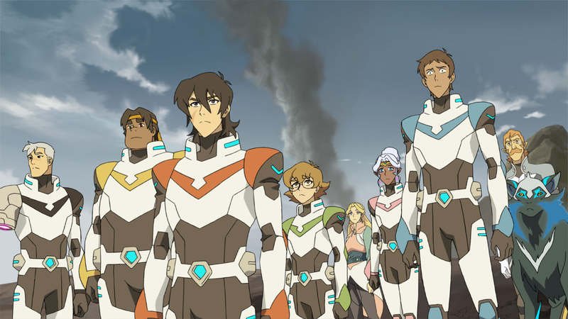 The Voltron Force looks out on the ruins of their home.